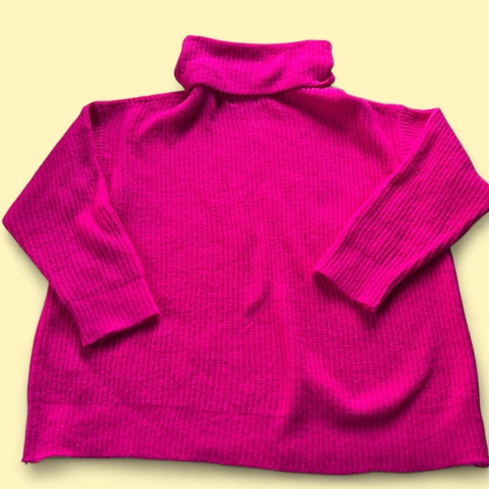 Hudson Gray Neon Pink turtleneck Oversized Sweater
